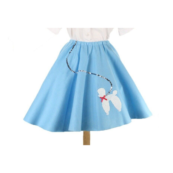 Blue Child Youth Size Felt Poodle Skirt Sock Hop Dance Party W22-28 L19 -Hey Viv - Picture 3 of 5